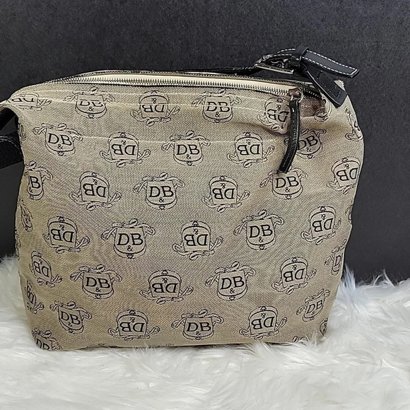 VINTAGE DOONEY & BOURKE Gray Monogram Canvas Equestrian Saddle‎ Shoulder Bag - Picture 4 of 14